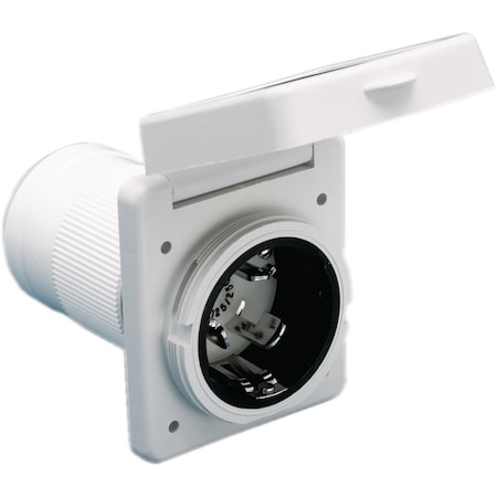 Parkpower By Marinco Park Power 6353ELRV Power Inlet, 50A White w/SS Trim 6353ELRV